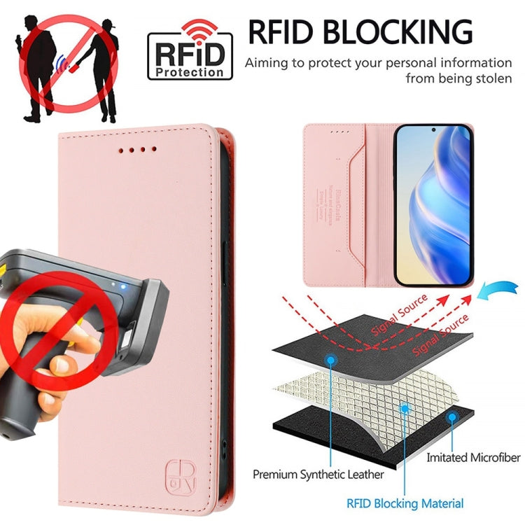 For Huawei Pura 70 Pro / Pura 70 Pro+ RC01 Dual-Folded Magnetic Suction RFID Leather Phone Case(Pink) - Huawei Cases by PMC Jewellery | Online Shopping South Africa | PMC Jewellery | Buy Now Pay Later Mobicred