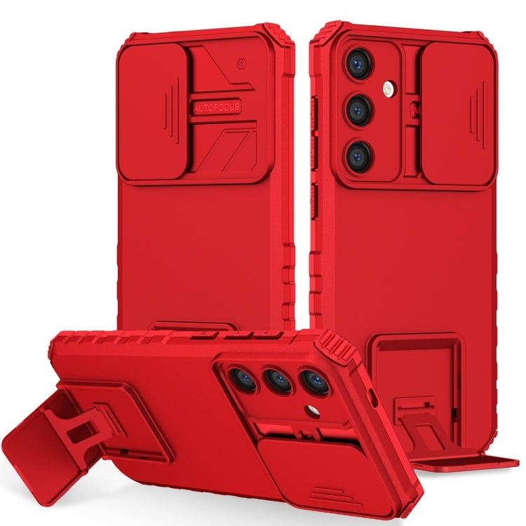 For Samsung Galaxy S25 5G Stereoscopic Holder Sliding Camshield Phone Case(Red) - Galaxy S25 5G Cases by PMC Jewellery | Online Shopping South Africa | PMC Jewellery | Buy Now Pay Later Mobicred