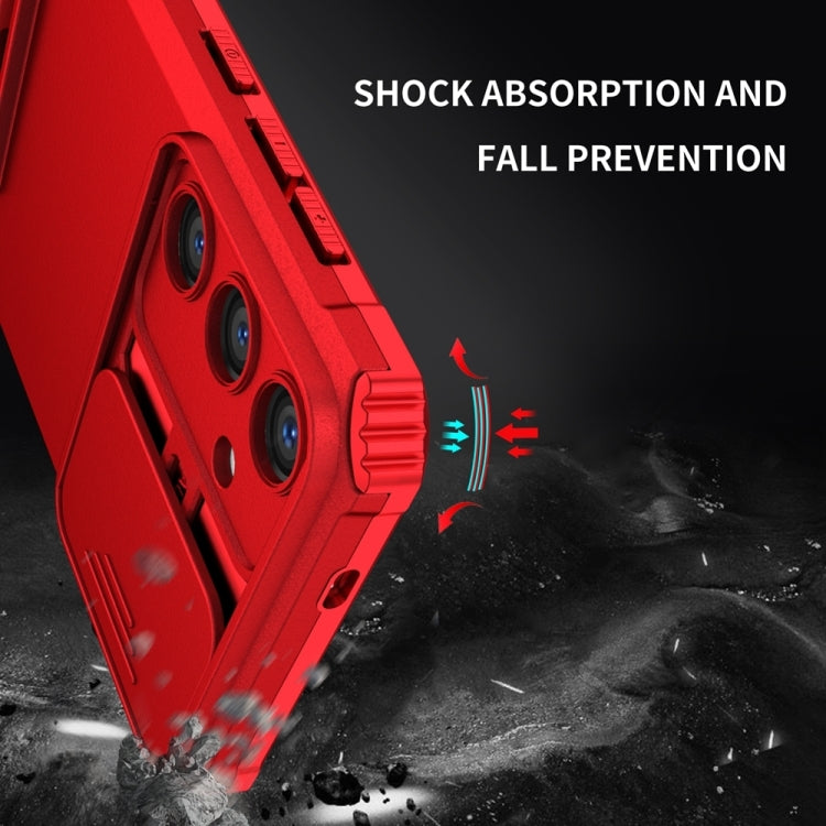 For Samsung Galaxy S25 5G Stereoscopic Holder Sliding Camshield Phone Case(Red) - Galaxy S25 5G Cases by PMC Jewellery | Online Shopping South Africa | PMC Jewellery | Buy Now Pay Later Mobicred