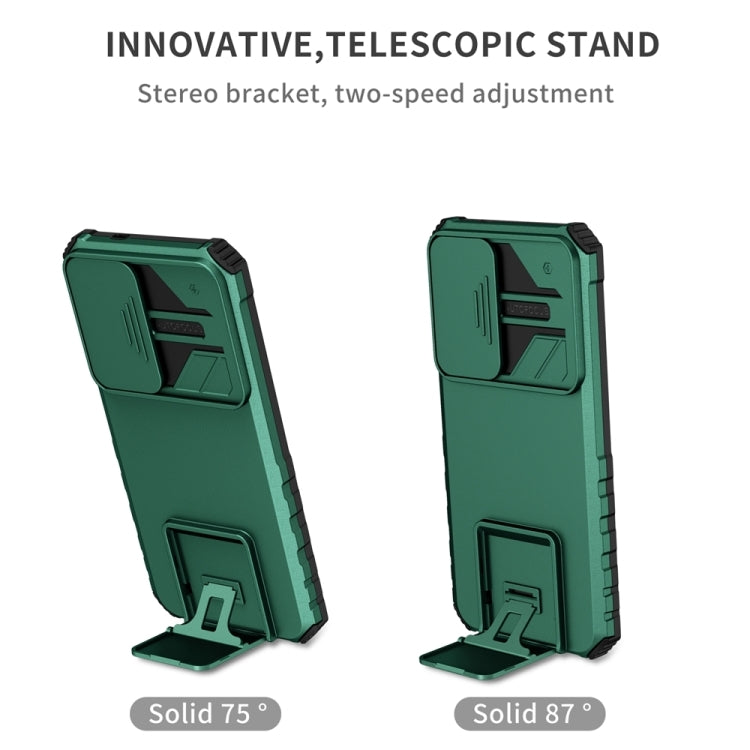 For Samsung Galaxy S25 5G Stereoscopic Holder Sliding Camshield Phone Case(Green) - Galaxy S25 5G Cases by PMC Jewellery | Online Shopping South Africa | PMC Jewellery | Buy Now Pay Later Mobicred