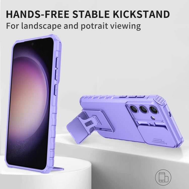 For Samsung Galaxy S25 5G Stereoscopic Holder Sliding Camshield Phone Case(Purple) - Galaxy S25 5G Cases by PMC Jewellery | Online Shopping South Africa | PMC Jewellery | Buy Now Pay Later Mobicred