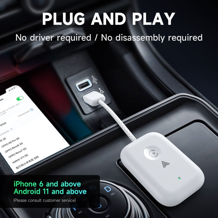 2 in 1 Apple CarPlay / Android Auto USB, Type-C Dual Ports Wired to Wireless CarPlay Adapter(White) - Bluetooth Adapters by PMC TechLife | Online Shopping South Africa | PMC TechLife | Buy Now Pay Later Mobicred