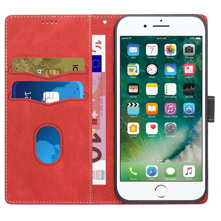 For iPhone 16e Grid Stitching Leather Phone Case with Lanyard(Red) - free shipping - PMC TechLife - Order now!