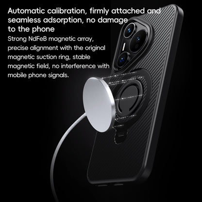 For Huawei Pura 70 Pro / 70 Pro+ Carbon Fiber MagSafe Phone Case with 360 Degree Rotating Holder(Black Silver) - Huawei Cases by PMC Jewellery | Online Shopping South Africa | PMC Jewellery | Buy Now Pay Later Mobicred