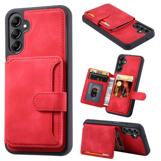 For Samsung Galaxy S25 5G Skin Feel Dream RFID Anti-theft PU Card Bag Phone Case(Red) - Galaxy S25 5G Cases by PMC Jewellery | Online Shopping South Africa | PMC Jewellery | Buy Now Pay Later Mobicred