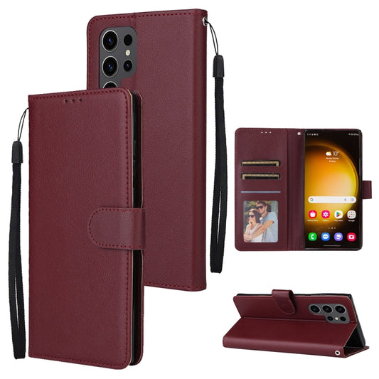 For Samsung Galaxy S25 Ultra 5G 3-Card Slots Multifunctional Leather Phone Case(Wine Red) - Galaxy S25 Ultra 5G Cases by PMC Jewellery | Online Shopping South Africa | PMC Jewellery | Buy Now Pay Later Mobicred