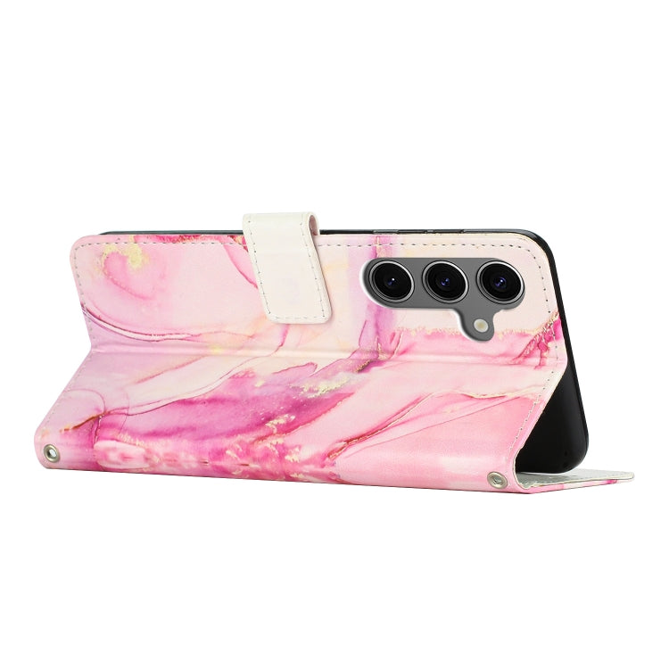For Samsung Galaxy S25 5G Painted Marble Pattern Leather Phone Case(Rose Gold) - Galaxy S25 5G Cases by PMC Jewellery | Online Shopping South Africa | PMC Jewellery | Buy Now Pay Later Mobicred