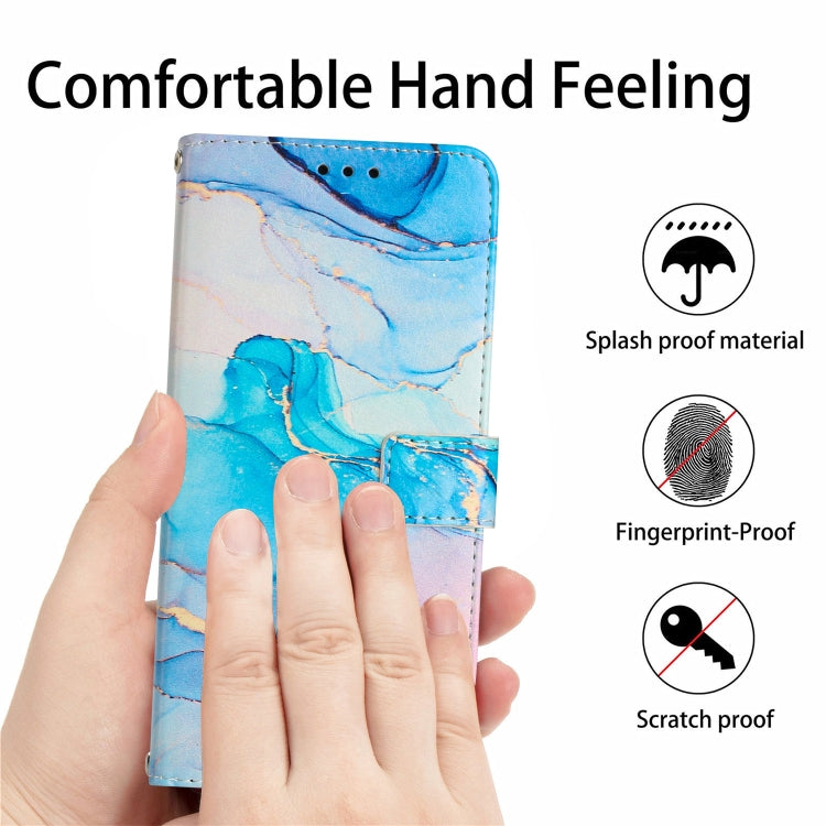 For Samsung Galaxy S25+ 5G Painted Marble Pattern Leather Phone Case(Pink Green) - Galaxy S25+ 5G Cases by PMC Jewellery | Online Shopping South Africa | PMC Jewellery | Buy Now Pay Later Mobicred