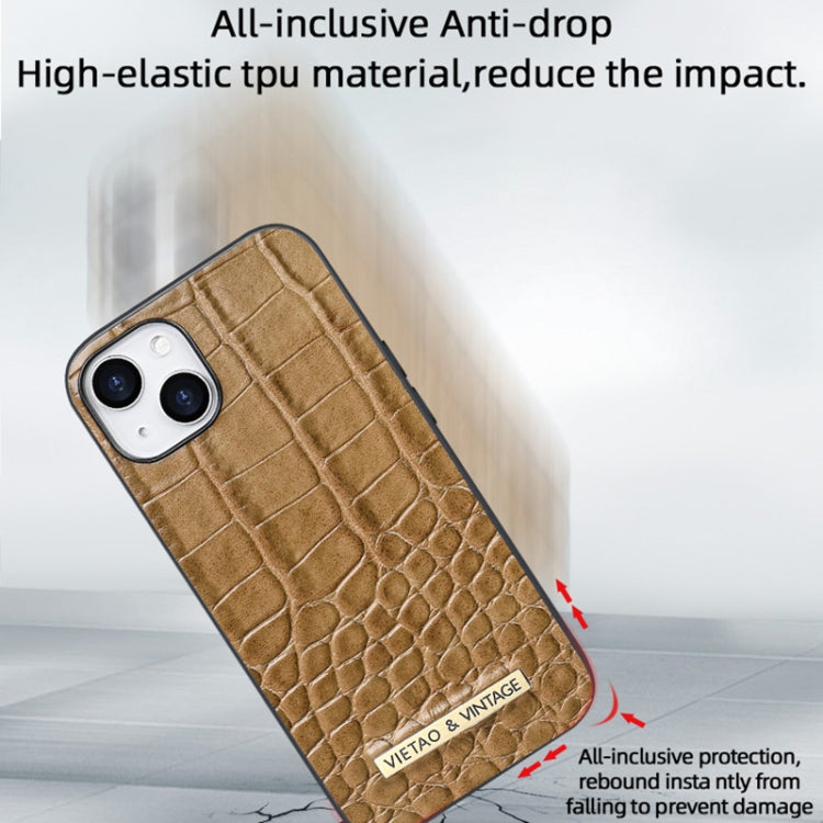 For iPhone 16 Pro Max VIETAO Alligator Texture PU Phone Case(Brown) - iPhone 16 Pro Max Cases by VIETAO | Online Shopping South Africa | PMC Jewellery | Buy Now Pay Later Mobicred