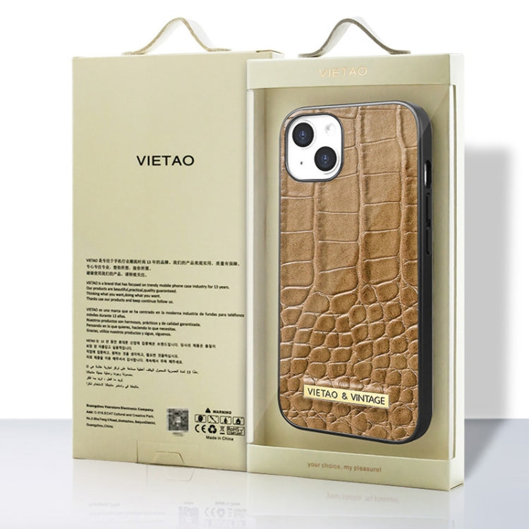 For iPhone 16 VIETAO Alligator Texture PU Phone Case(Brown) - iPhone 16 Cases by VIETAO | Online Shopping South Africa | PMC Jewellery | Buy Now Pay Later Mobicred