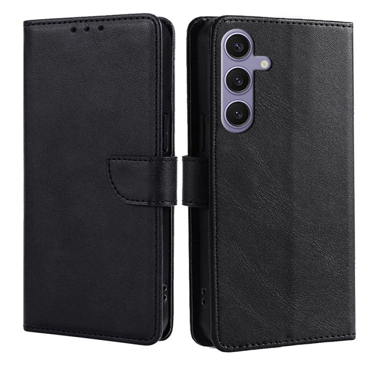For Samsung Galaxy S25+ 5G Calf Texture Buckle Flip Leather Phone Case(Black) - Galaxy S25+ 5G Cases by PMC Jewellery | Online Shopping South Africa | PMC Jewellery | Buy Now Pay Later Mobicred