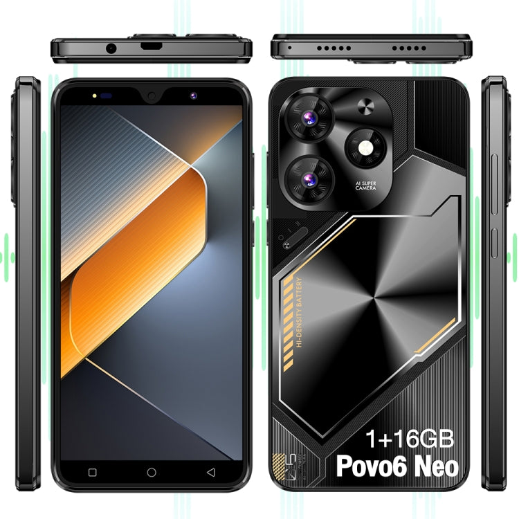 Povo6 Neo / DP29, 1GB+16GB, Face Identification, 5.0 inch Android 8.1 MTK6580M Quad Core, Network: 3G, Dual SIM, Plug:AU Plug(Black) - free shipping - PMc TechLife - Order now!