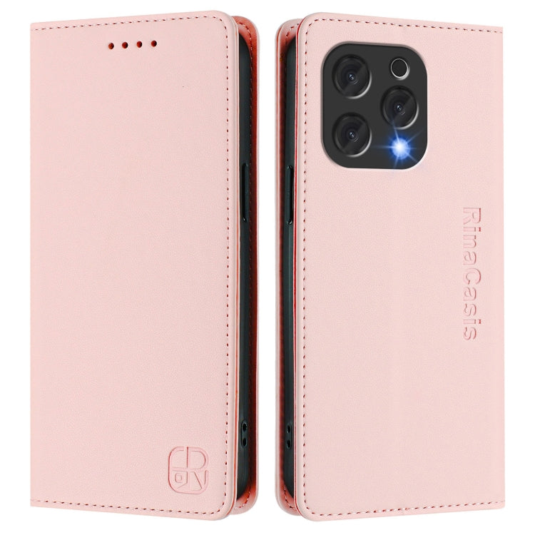 For DOOGEE N55 Plus RC01 Dual-Folded Magnetic Suction RFID Leather Phone Case(Pink) - Doogee Cases by PMC TechLife | Online Shopping South Africa | PMC TechLife | Buy Now Pay Later Mobicred