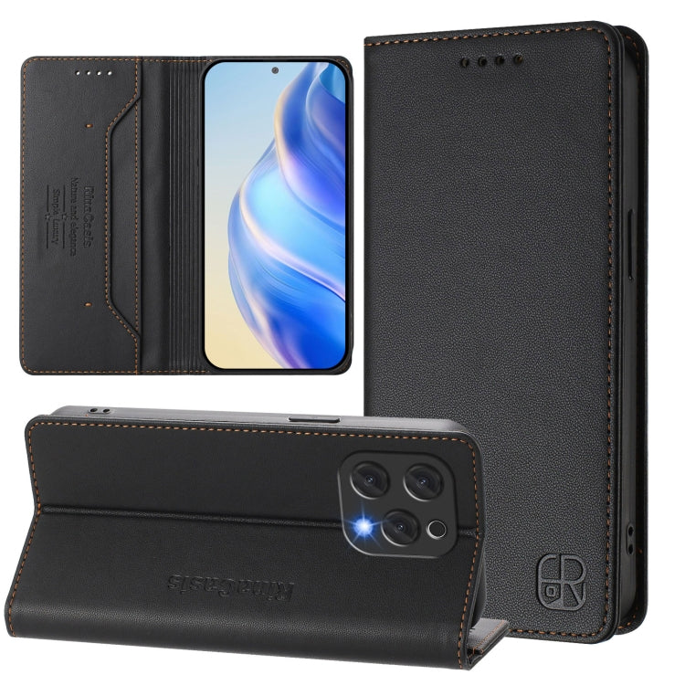 For DOOGEE N55 Plus RC01 Dual-Folded Magnetic Suction RFID Leather Phone Case(Black) - Doogee Cases by PMC TechLife | Online Shopping South Africa | PMC TechLife | Buy Now Pay Later Mobicred