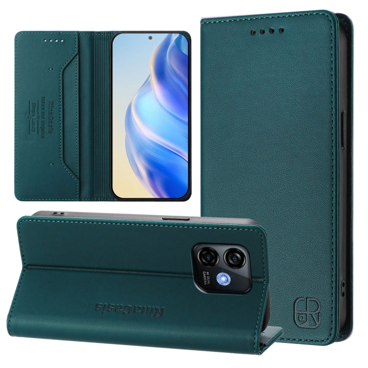 For Ulefone Note 16 Pro RC01 Dual-Folded Magnetic Suction RFID Leather Phone Case(Dark Green) - Ulefone Cases by PMC TechLife | Online Shopping South Africa | PMC TechLife | Buy Now Pay Later Mobicred