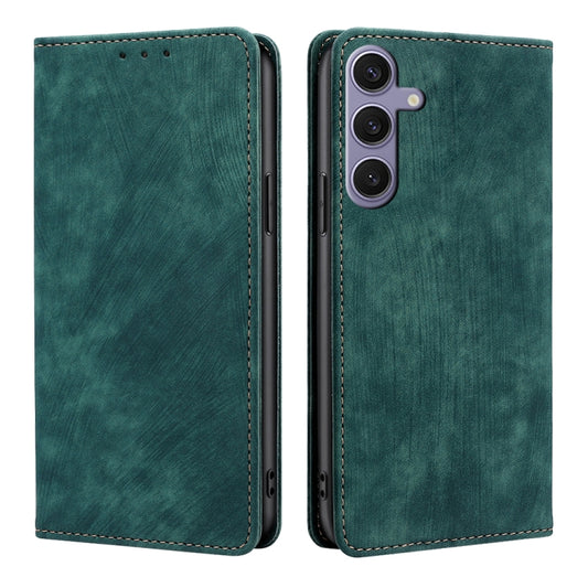 For Samsung Galaxy S25+ 5G RFID Anti-theft Brush Magnetic Leather Phone Case(Green) - Galaxy S25+ 5G Cases by PMC Jewellery | Online Shopping South Africa | PMC Jewellery | Buy Now Pay Later Mobicred