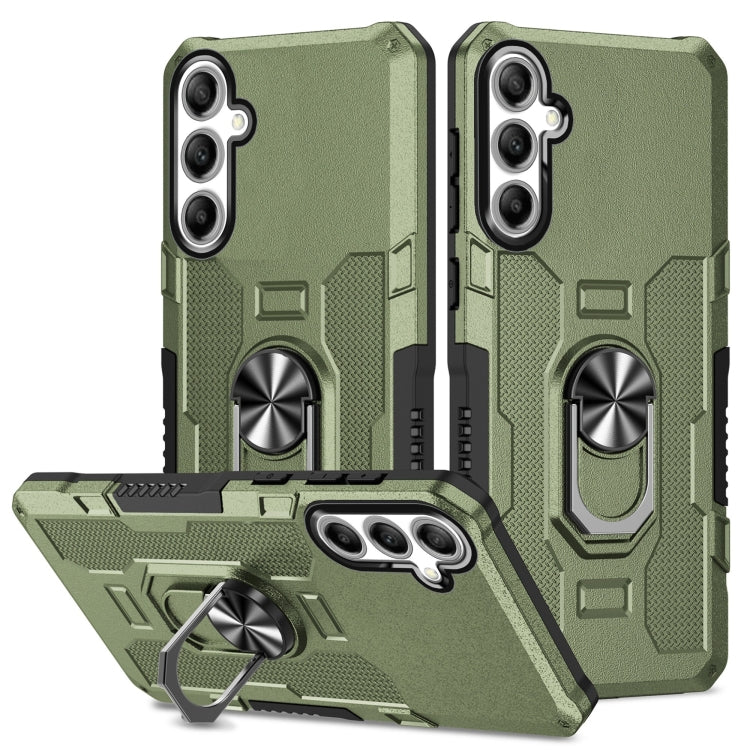 For Samsung Galaxy S25+ 5G Ring Holder Armor Hybrid Phone Case(Green) - Galaxy S25+ 5G Cases by PMC Jewellery | Online Shopping South Africa | PMC Jewellery | Buy Now Pay Later Mobicred