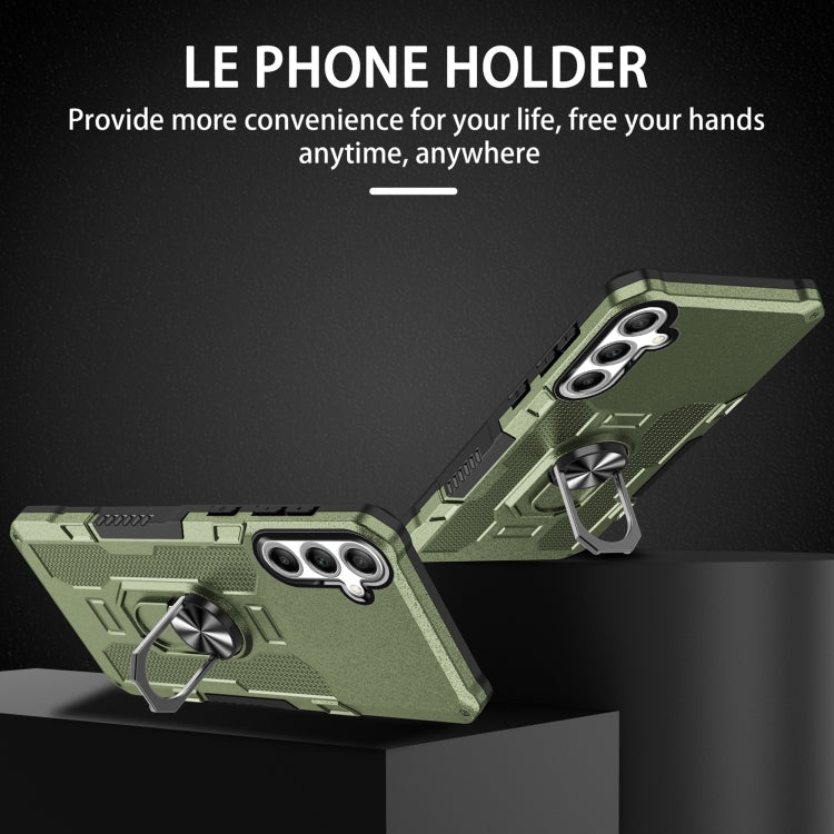 For Samsung Galaxy S25+ 5G Ring Holder Armor Hybrid Phone Case(Green) - Galaxy S25+ 5G Cases by PMC Jewellery | Online Shopping South Africa | PMC Jewellery | Buy Now Pay Later Mobicred