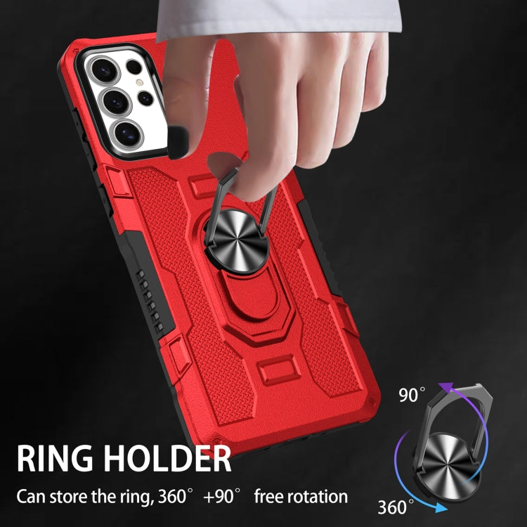 For Samsung Galaxy S25 Ultra 5G Ring Holder Armor Hybrid Phone Case(Red) - Galaxy S25 Ultra 5G Cases by PMC Jewellery | Online Shopping South Africa | PMC Jewellery | Buy Now Pay Later Mobicred