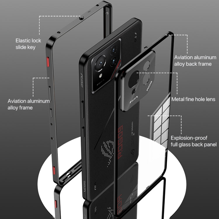 For  ASUS ROG Phone 9 Pro Snap Buckle Metal Frame Glass Back Panel Phone Case(Sierra Blue) - ASUS Cases by PMC TechLife | Online Shopping South Africa | PMC TechLife | Buy Now Pay Later Mobicred