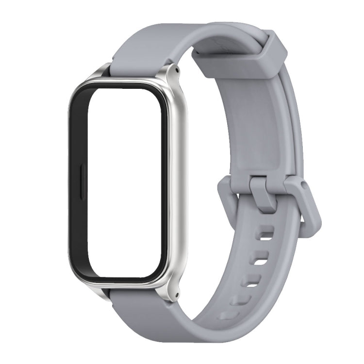 For Xiaomi Smart Band 9 Active / Redmi Band 3 Mijobs Metal Shell Silicone Watch Band(Grey Silver) - free shipping - PMc TechLife - Order now!