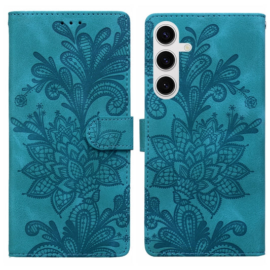 For Samsung Galaxy S25+ 5G Lace Floral Embossed Magnetic Buckle PU Phone Case With Wrist Strap(Green) - Galaxy S25+ 5G Cases by PMC Jewellery | Online Shopping South Africa | PMC Jewellery | Buy Now Pay Later Mobicred