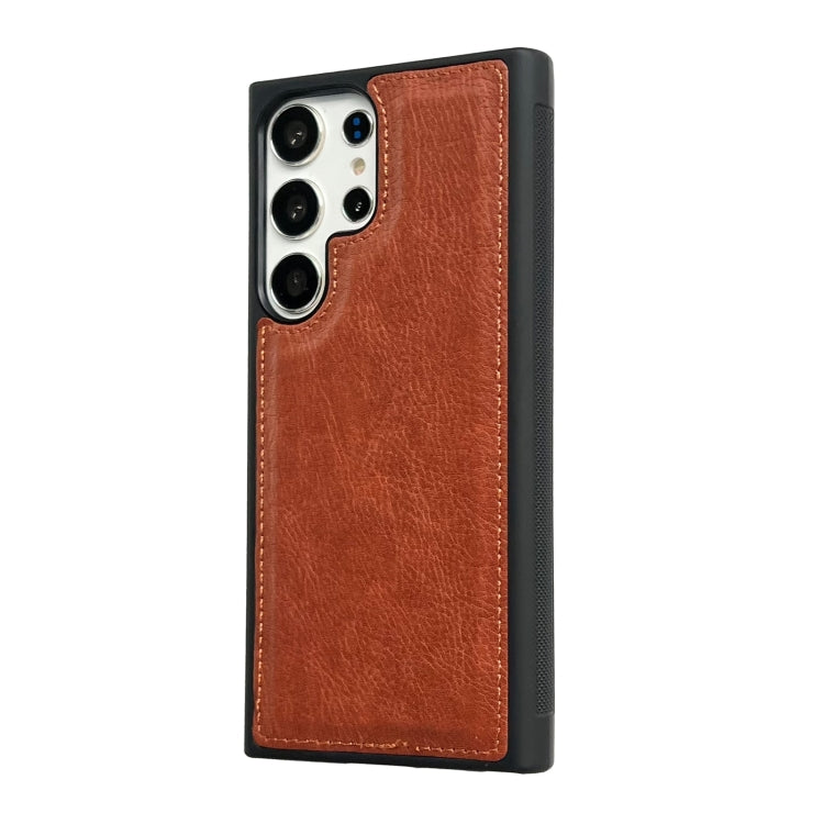 For Samsung Galaxy S25 5G Cowhide Texture Back Cover Phone Case(Brown) - Galaxy S25 5G Cases by PMC Jewellery | Online Shopping South Africa | PMC Jewellery | Buy Now Pay Later Mobicred