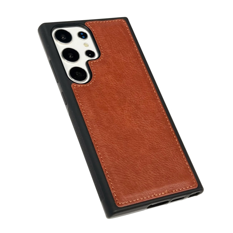 For Samsung Galaxy S25 5G Cowhide Texture Back Cover Phone Case(Brown) - Galaxy S25 5G Cases by PMC Jewellery | Online Shopping South Africa | PMC Jewellery | Buy Now Pay Later Mobicred