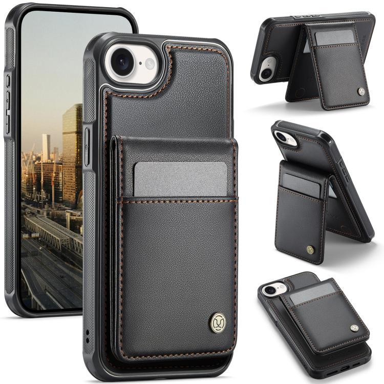 For iPhone 16e JEEHOOD J06 British Style RFID MagSafe Card Bag PU Phone Case(Black) - free shipping - PMc TechLife - Order now!