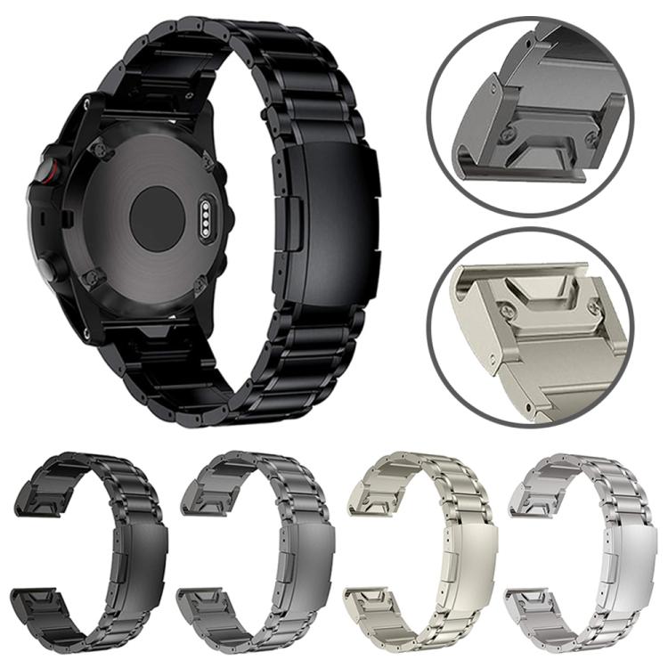 For Garmin 26mm Five-beads Titanium Alloy Push Buckle Metal Quick Release Watch Band(Black) - free shipping - PMc TechLife - Order now!