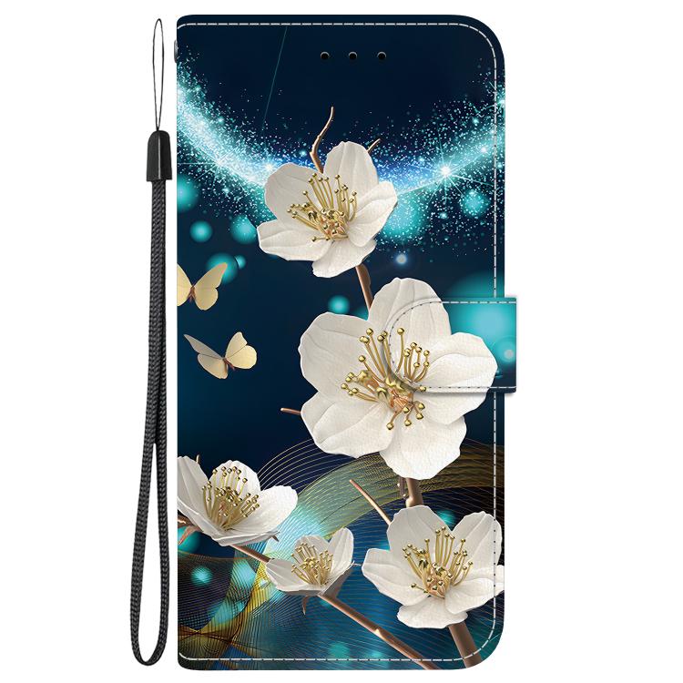 For iPhone 16e Crystal Texture Colored Drawing Leather Phone Case(Magnolia) - iPhone 16e Cases by PMC TechLife | Online Shopping South Africa | PMC TechLife | Buy Now Pay Later Mobicred