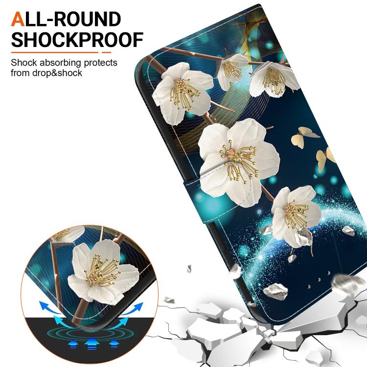 For iPhone 16e Crystal Texture Colored Drawing Leather Phone Case(Magnolia) - iPhone 16e Cases by PMC TechLife | Online Shopping South Africa | PMC TechLife | Buy Now Pay Later Mobicred