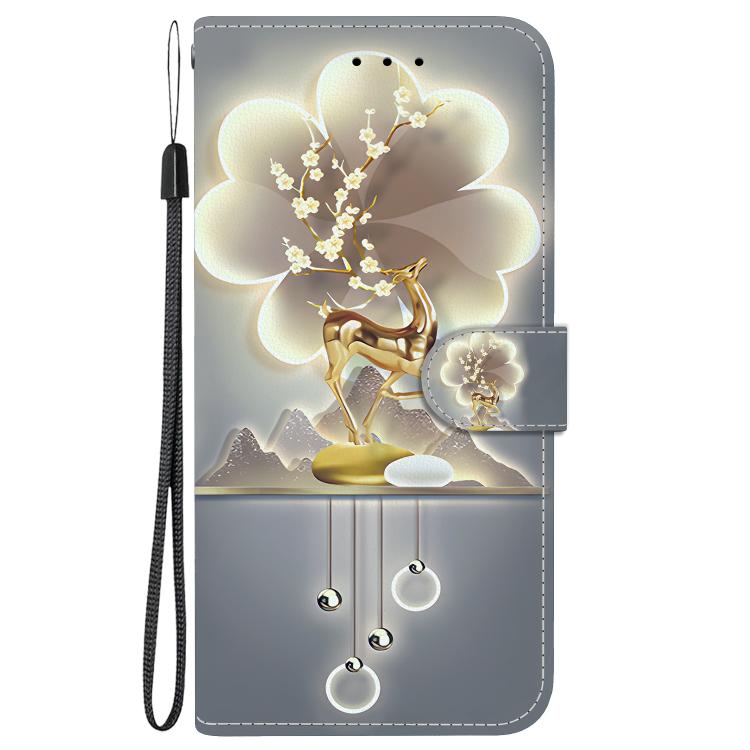 For iPhone 16e Crystal Texture Colored Drawing Leather Phone Case(Sika Deer) - iPhone 16e Cases by PMC TechLife | Online Shopping South Africa | PMC TechLife | Buy Now Pay Later Mobicred