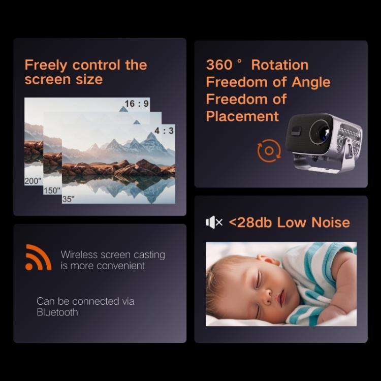 A10 Plus 1280 x 720P 200ANSI Amlogic H713 CPU Android 11.0 Smart Projector, US Plug(Metal Grey) - LED Projector by PMC TechLife | Online Shopping South Africa | PMC TechLife | Buy Now Pay Later Mobicred