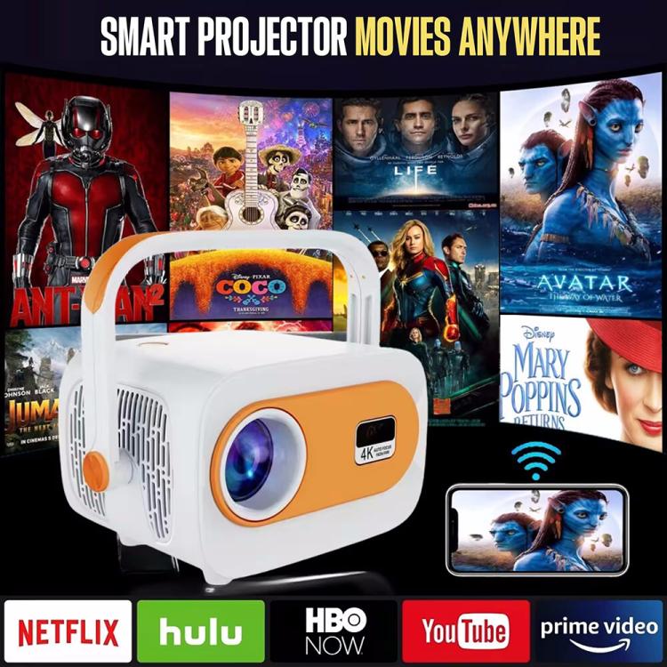 JY325 1280 x 720P 200ANSI Amlogic H713 CPU Android 11.0 Portable Projector, UK Plug(White) - LED Projector by PMC TechLife | Online Shopping South Africa | PMC TechLife | Buy Now Pay Later Mobicred
