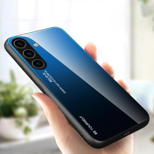 For Samsung Galaxy S25+ 5G Gradient Color Glass Phone Case(Blue Black) - Galaxy S25+ 5G Cases by PMC Jewellery | Online Shopping South Africa | PMC Jewellery | Buy Now Pay Later Mobicred