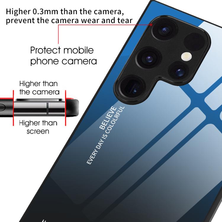 For Samsung Galaxy S25 Ultra 5G Gradient Color Glass Phone Case(Blue Black) - Galaxy S25 Ultra 5G Cases by PMC Jewellery | Online Shopping South Africa | PMC Jewellery | Buy Now Pay Later Mobicred