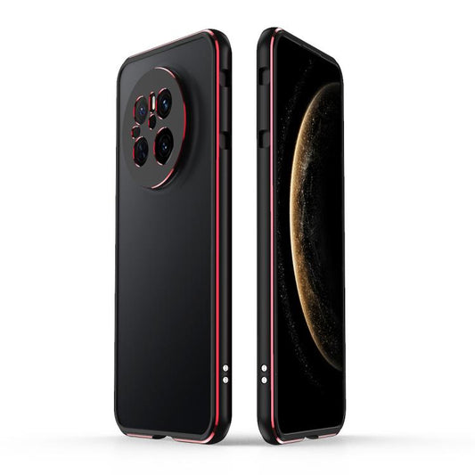 For Huawei Mate 70 Aurora Series Lens Protector + Metal Frame Phone Case(Black Red) - Huawei Cases by PMC Jewellery | Online Shopping South Africa | PMC Jewellery | Buy Now Pay Later Mobicred