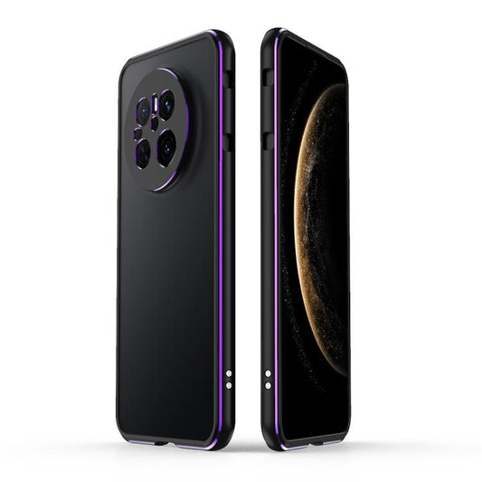 For Huawei Mate 70 Aurora Series Lens Protector + Metal Frame Phone Case(Black Purple) - Huawei Cases by PMC Jewellery | Online Shopping South Africa | PMC Jewellery | Buy Now Pay Later Mobicred