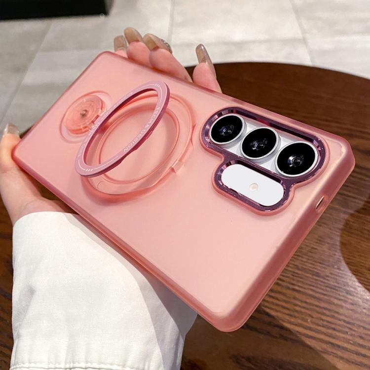 For Samsung Galaxy S25 5G Rotation Holder MagSafe Phone Case(Pink) - free shipping - PMC Jewellery - Order now!