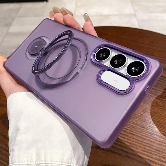 For Samsung Galaxy S25 5G Rotation Holder MagSafe Phone Case(Purple) - Galaxy S25 5G Cases by PMC Jewellery | Online Shopping South Africa | PMC Jewellery | Buy Now Pay Later Mobicred