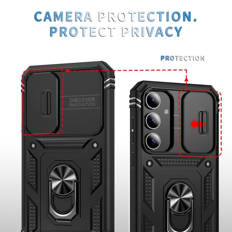 For Samsung Galaxy S25+ 5G Sliding Camshield TPU Hybrid PC Phone Case with Holder(Black) - Galaxy S25+ 5G Cases by PMC Jewellery | Online Shopping South Africa | PMC Jewellery | Buy Now Pay Later Mobicred
