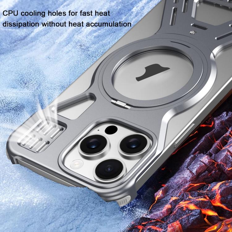 For iPhone 15 Armor 360 Holder Frameless Alloy MagSafe Phone Case(Black) - iPhone 15 Cases by PMc TechLife | Online Shopping South Africa | PMc TechLife | Buy Now Pay Later Mobicred