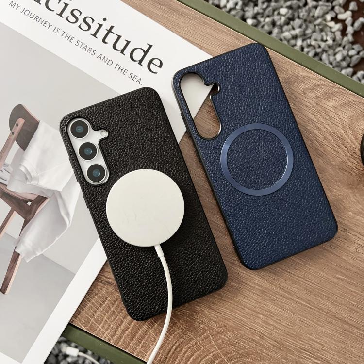 For Samsung Galaxy S25 5G CD Magsafe Magnetic Litchi Texture Phone Case(Khaki) - Galaxy S25 5G Cases by PMC TechLife | Online Shopping South Africa | PMC TechLife | Buy Now Pay Later Mobicred