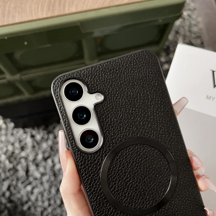 For Samsung Galaxy S25 5G CD Magsafe Magnetic Litchi Texture Phone Case(Khaki) - Galaxy S25 5G Cases by PMC TechLife | Online Shopping South Africa | PMC TechLife | Buy Now Pay Later Mobicred