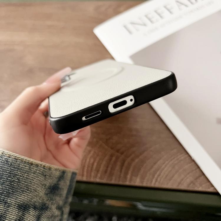 For Samsung Galaxy S25+ 5G Magsafe Magnetic Plain Leather Phone Case(White) - Galaxy S25+ 5G Cases by PMC TechLife | Online Shopping South Africa | PMC TechLife | Buy Now Pay Later Mobicred