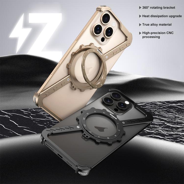 For iPhone 16 Plus Z-shaped Frameless Metal 360 Holder MagSafe Phone Case(Space Grey) - free shipping - PMc TechLife - Order now!
