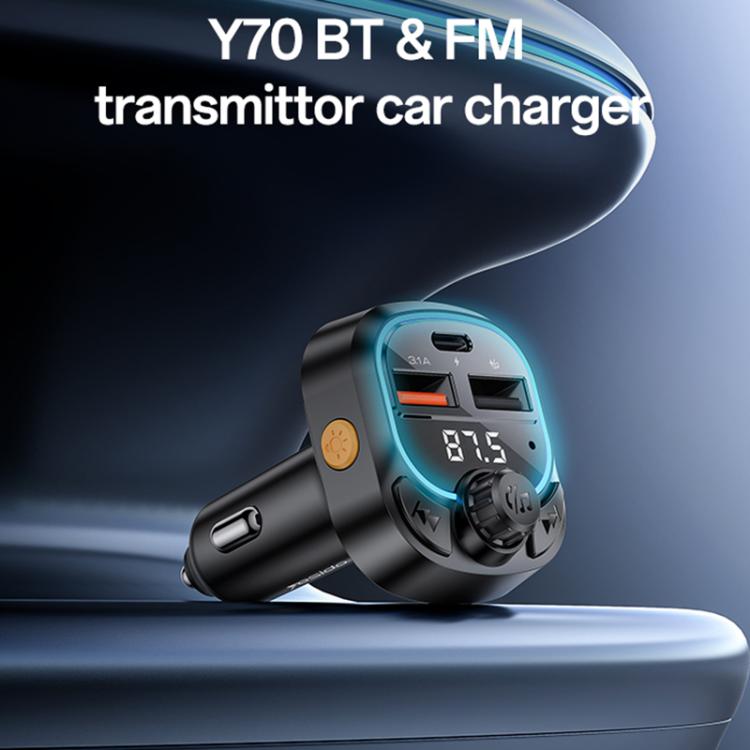 Yesido Y70 Car Bluetooth FM Transmitter(Black) - Bluetooth Car Kits by Yesido | Online Shopping South Africa | PMC TechLife | Buy Now Pay Later Mobicred