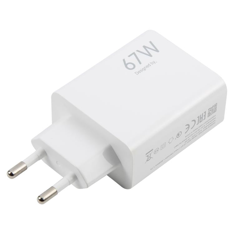 67W USB Fast Charger with 1m USB to Type-C Cable, Plug Type:EU Plug(White) - USB Charger by PMC TechLife | Online Shopping South Africa | PMC TechLife | Buy Now Pay Later Mobicred