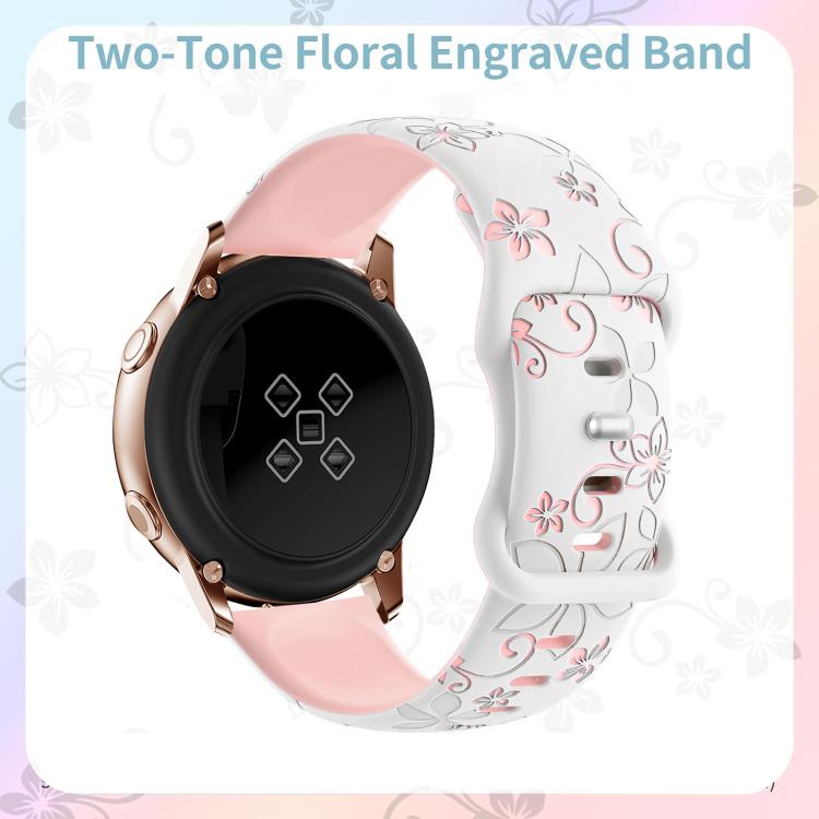 20mm Two Color Bauhinia Embossed Silicone Watch Band(White Pink) - 20mm Bands by PMc TechLife | Online Shopping South Africa | PMc TechLife | Buy Now Pay Later Mobicred